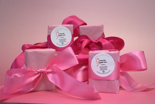 Think Pink Organic Soap wrapping in big pink bow