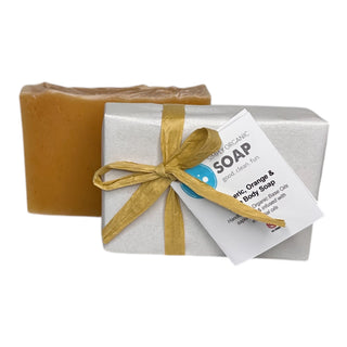 Bar Soap made with organic plant based oils and with Turmeric, Orange & Sage Essential oils and Turmeric Powder