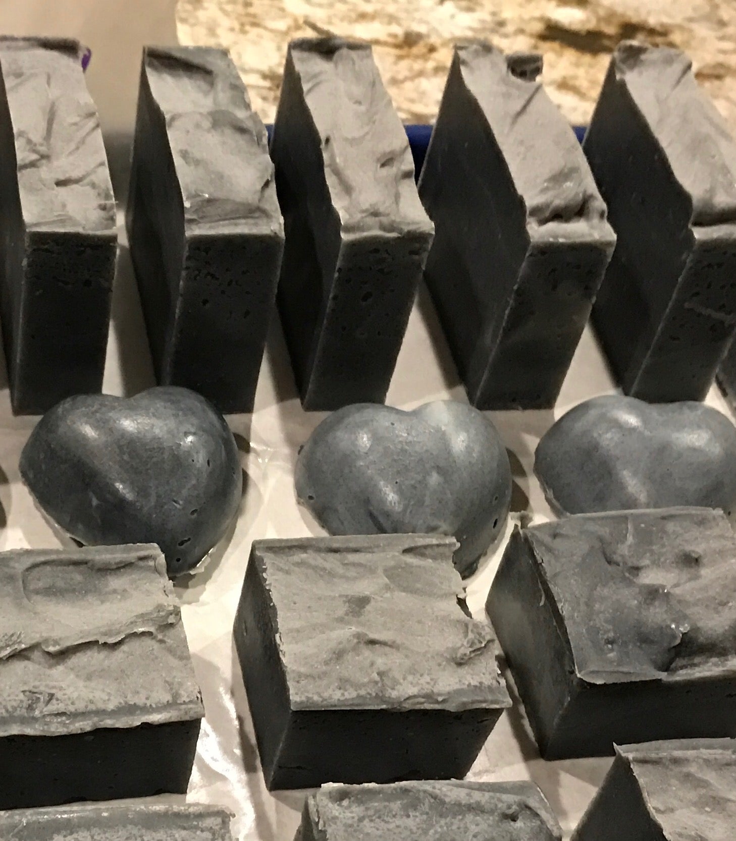 Diffent sizes of Charcoal Face & Body Soap with activated Charcoal